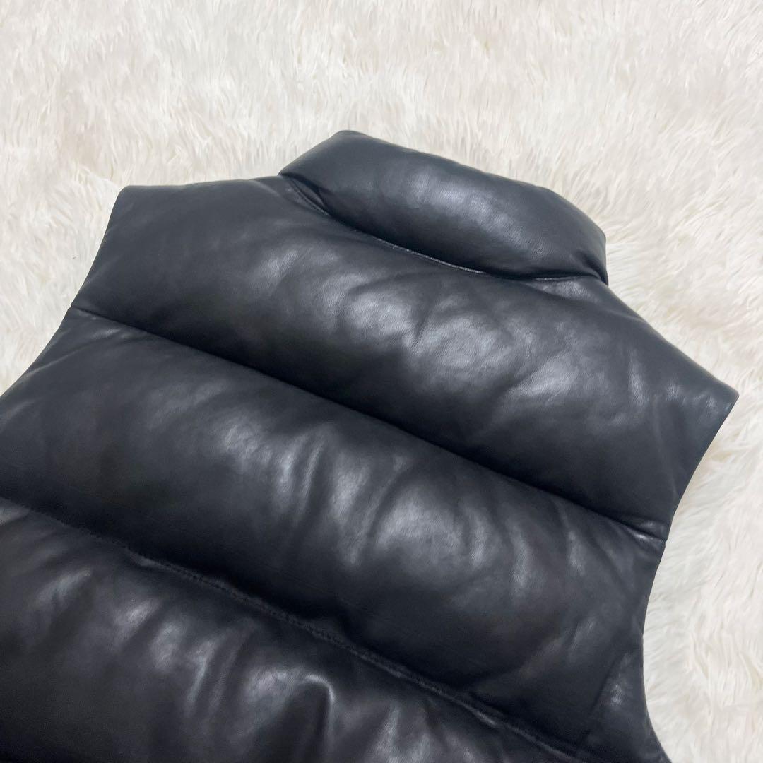 美品　ラルフローレン　ラムレザーダウンベスト　ブラック　S相当　ダウンベスト