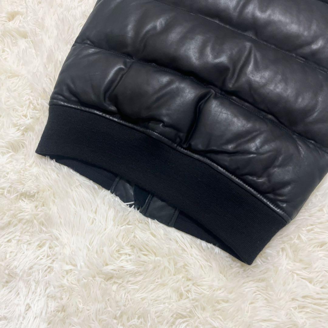 美品　ラルフローレン　ラムレザーダウンベスト　ブラック　S相当　ダウンベスト