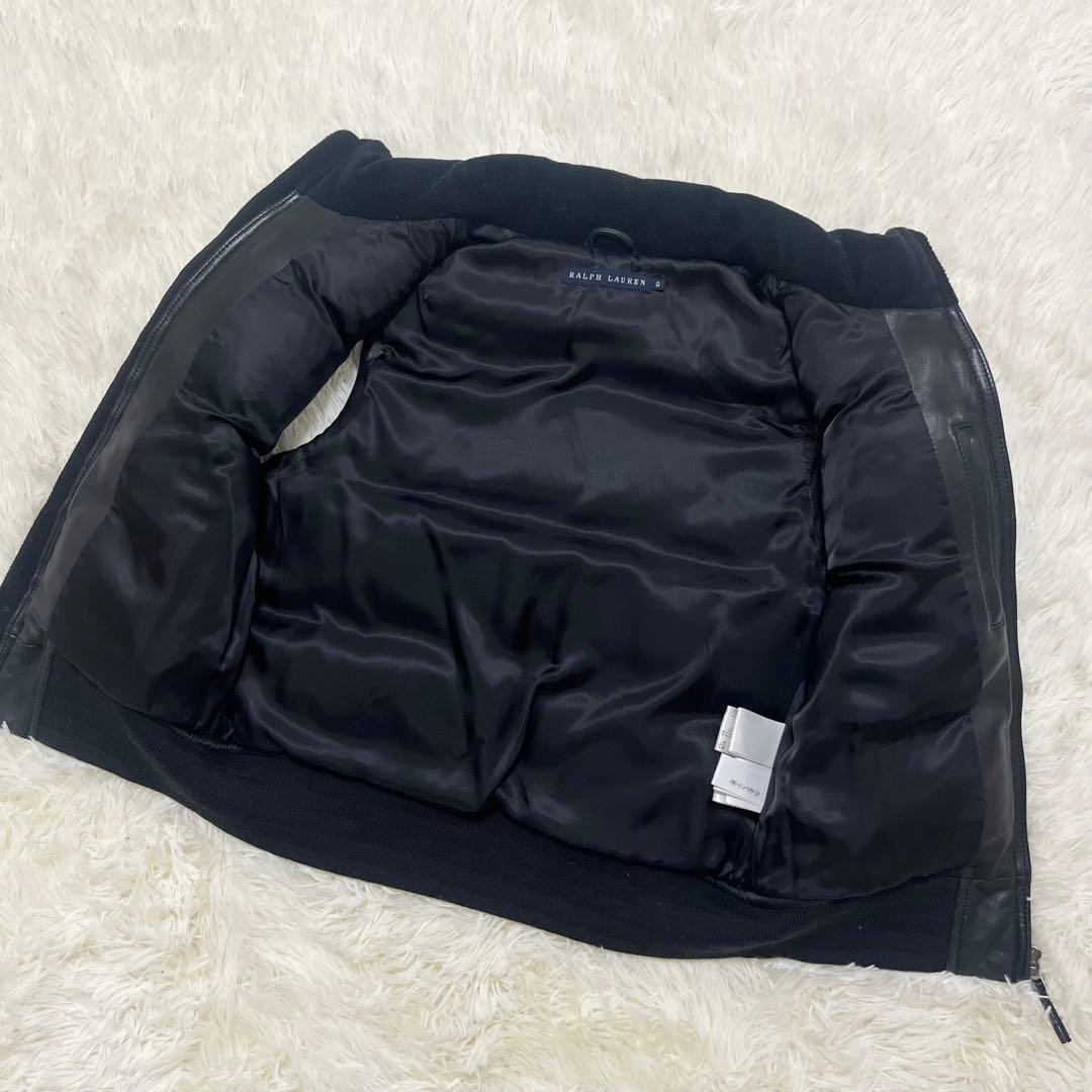 美品　ラルフローレン　ラムレザーダウンベスト　ブラック　S相当　ダウンベスト