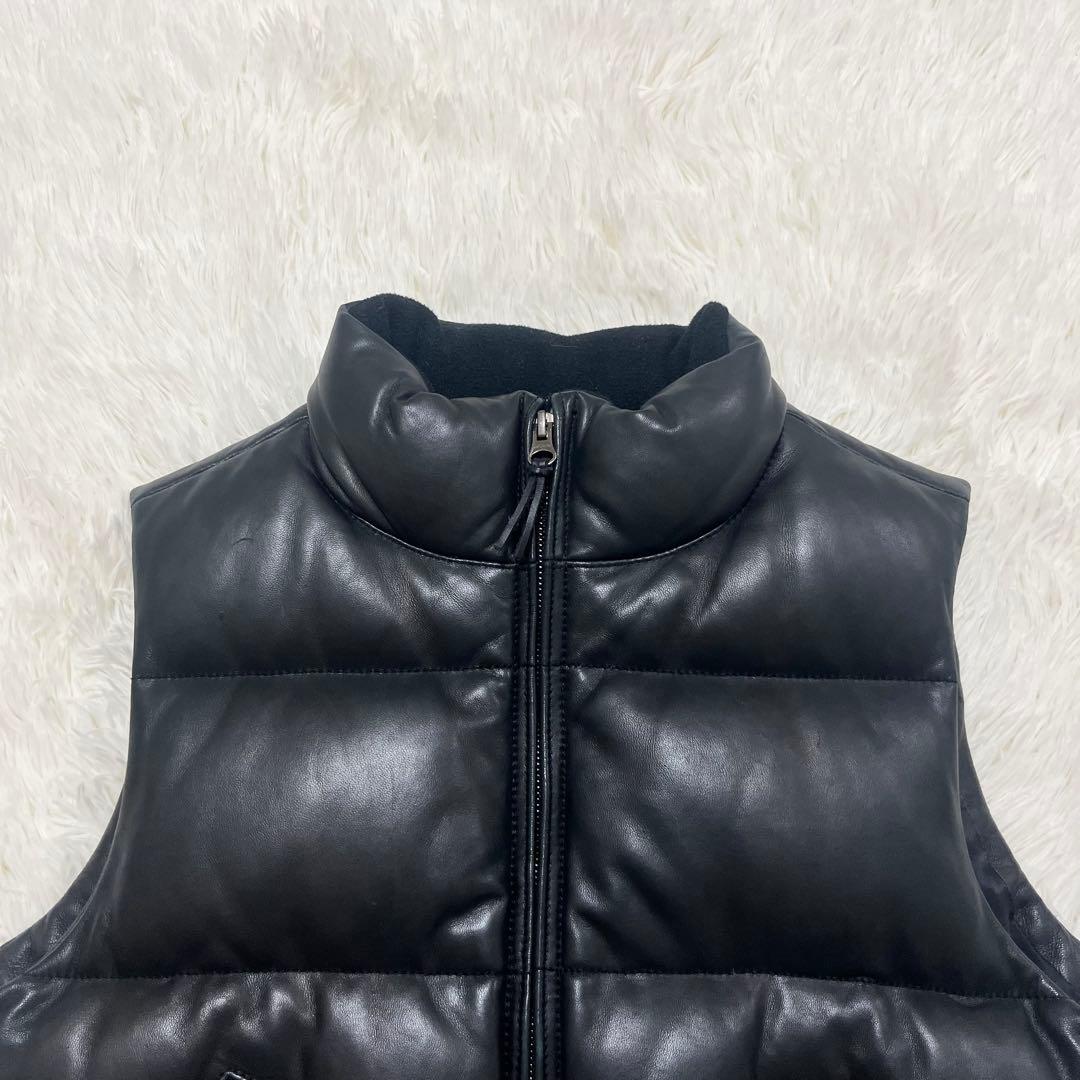 美品　ラルフローレン　ラムレザーダウンベスト　ブラック　S相当　ダウンベスト