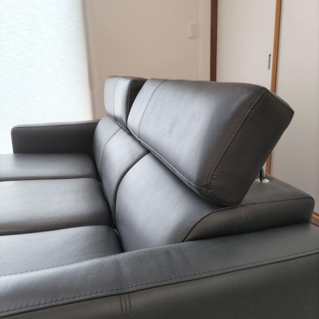 3人掛け カウチソファ　黒