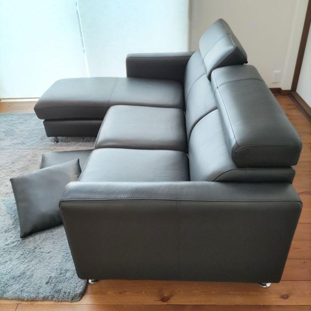 3人掛け カウチソファ　黒