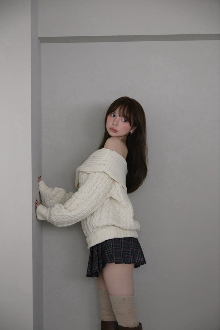 アンドマリー　Monica check pleats mini skirt