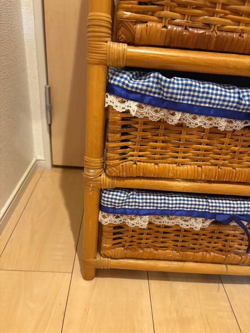 籐 ラタンチェスト 4段　インテリア 昭和レトロ 箪笥　カントリー風