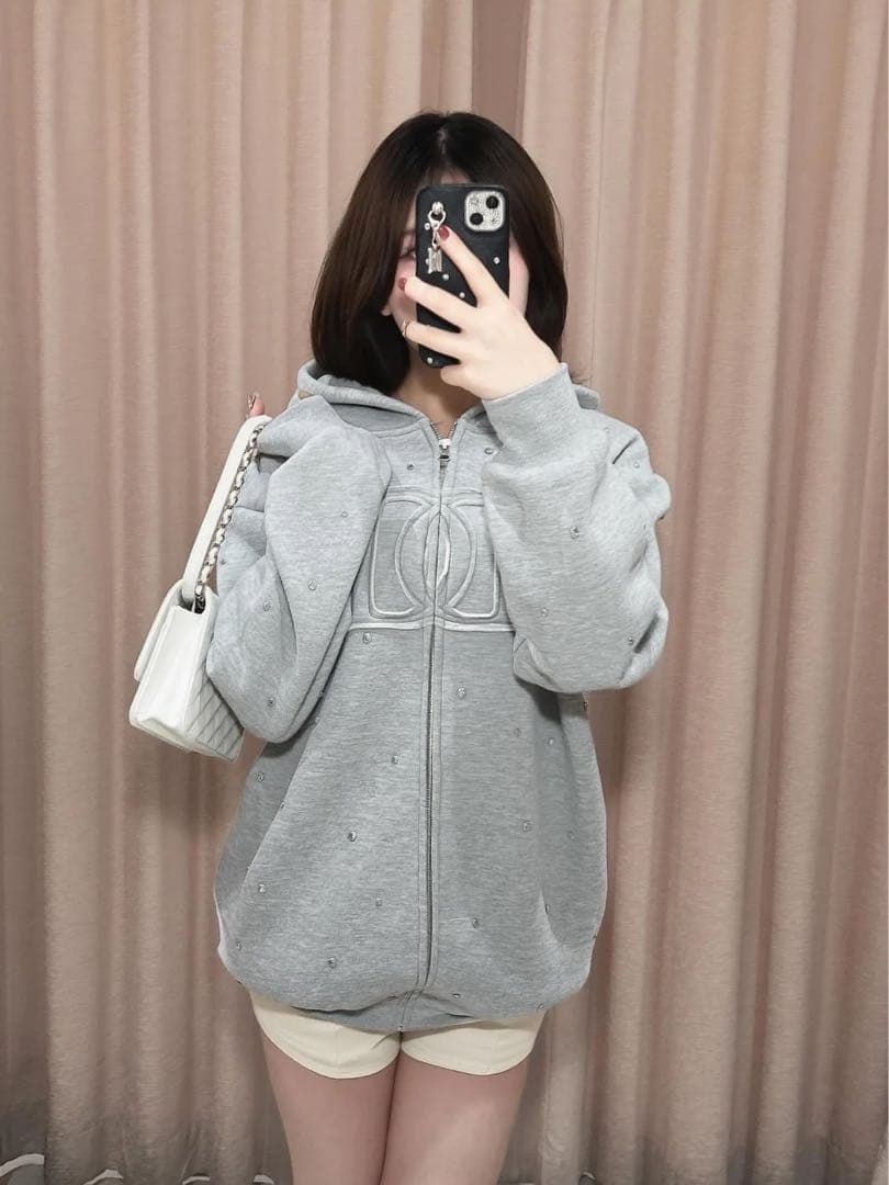 【即日発送】darich DDロゴビジュージップパーカー グレー　GRY