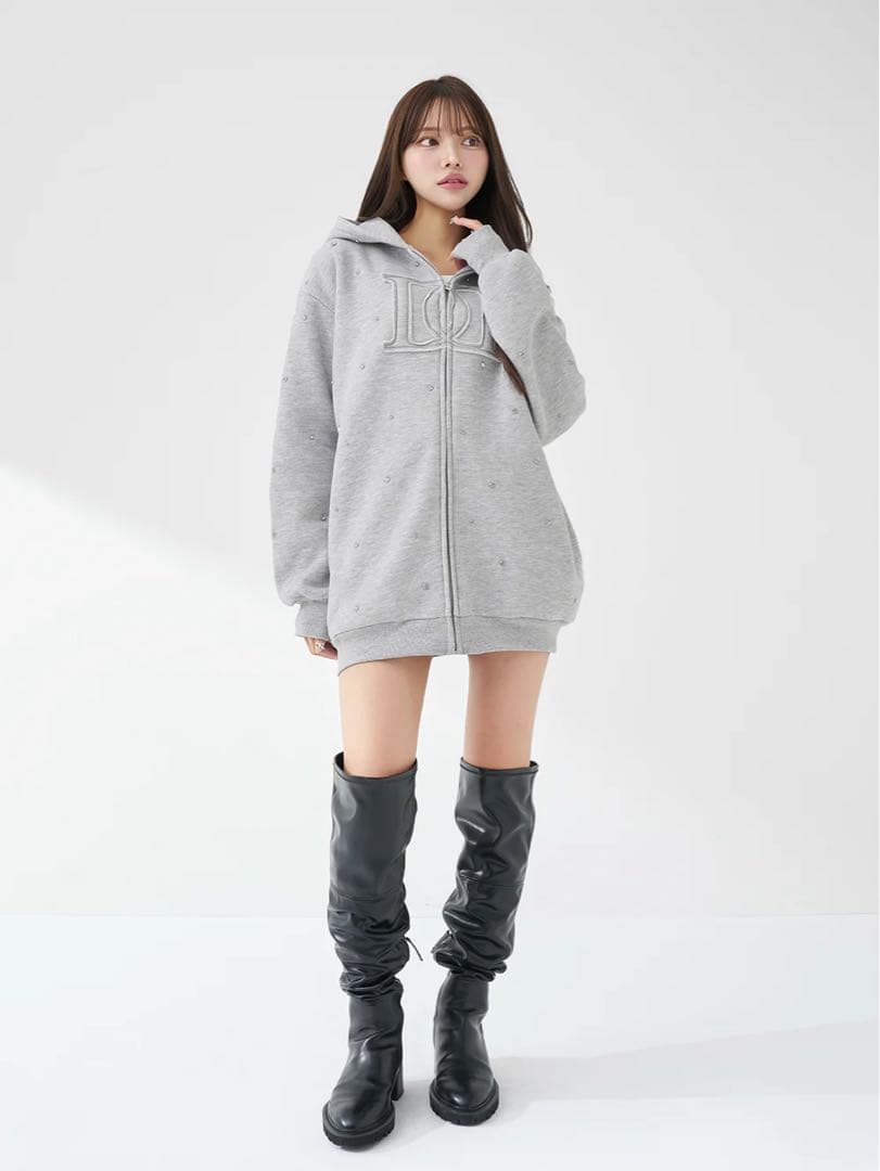 【即日発送】darich DDロゴビジュージップパーカー グレー　GRY