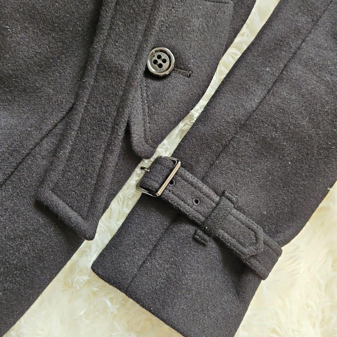 バーバリーブルーレーベル ロングコート フォックスファー ノバチェック 黒 38