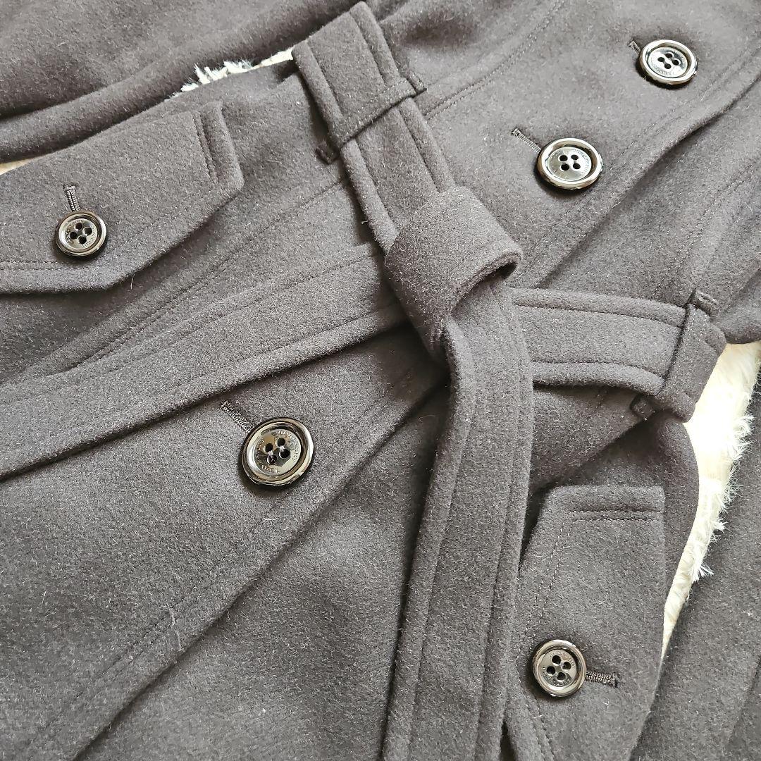 バーバリーブルーレーベル ロングコート フォックスファー ノバチェック 黒 38