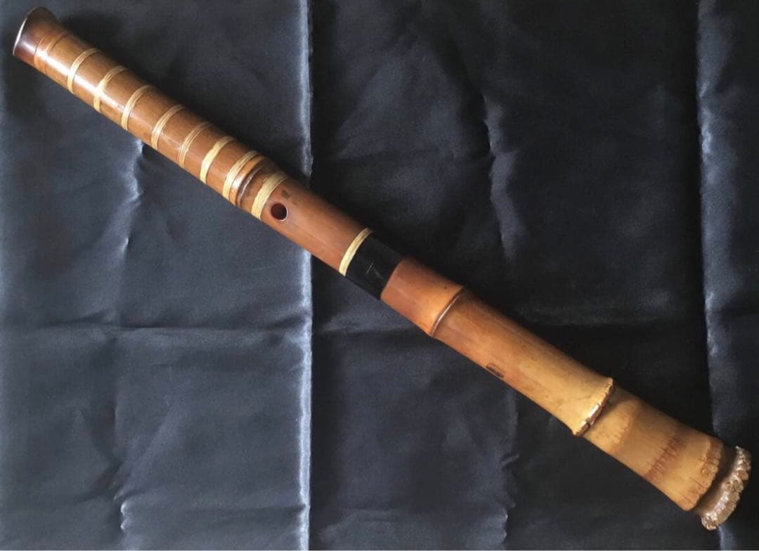 尺八　三浦龍畝銘1尺8寸管 琴古流唄口、中継ぎセル巻仕様