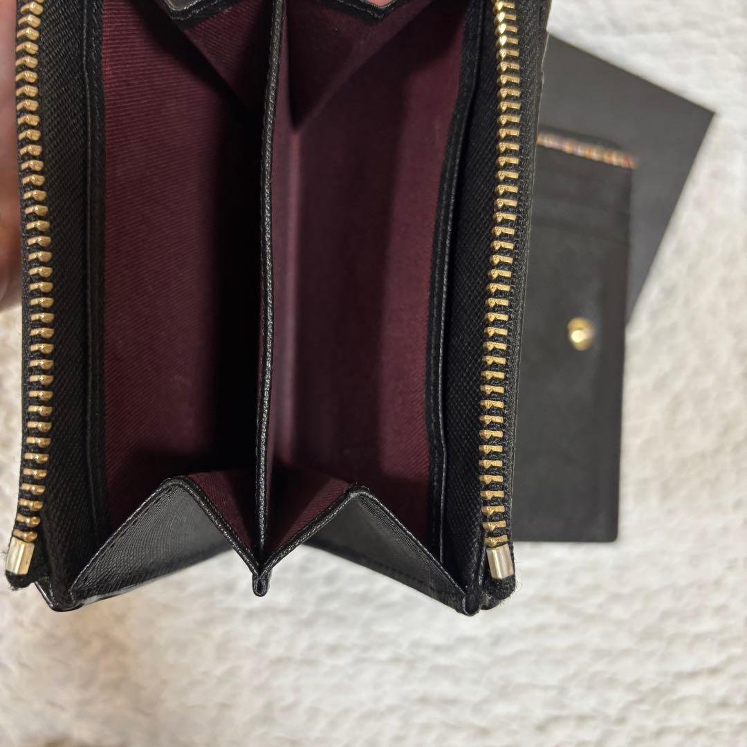 【美品】ポールスミス 折り財布 ジップストローグレイン マルチストライプ 黒