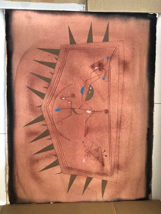 ナ*ン様 中島淳一　版画　「のはらのドア」