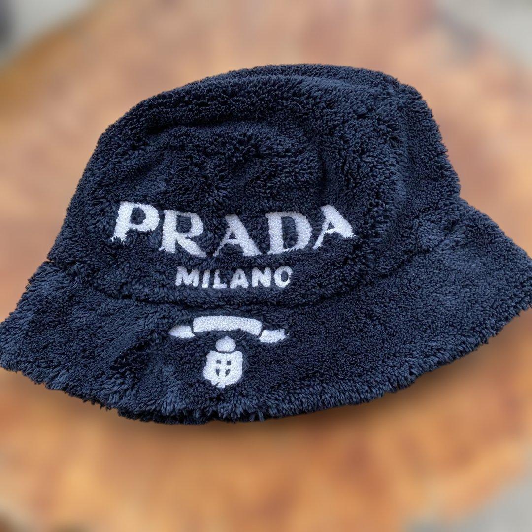 WT21 PRADA ボア バケットハット ブラック古着