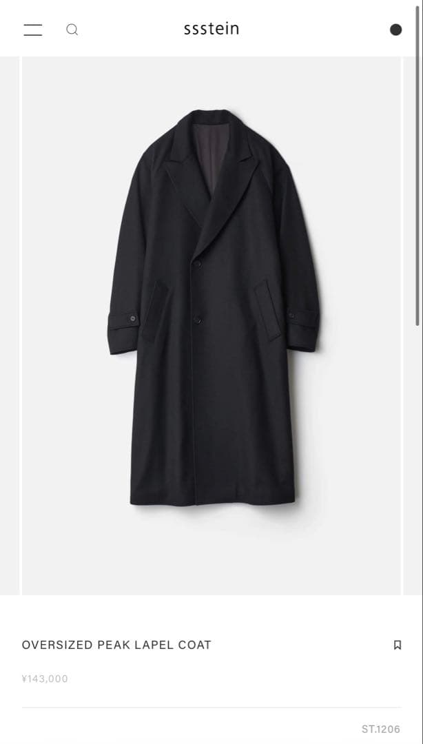 ジャケット・アウター stein OVERSIZED PEAK LAPEL COAT