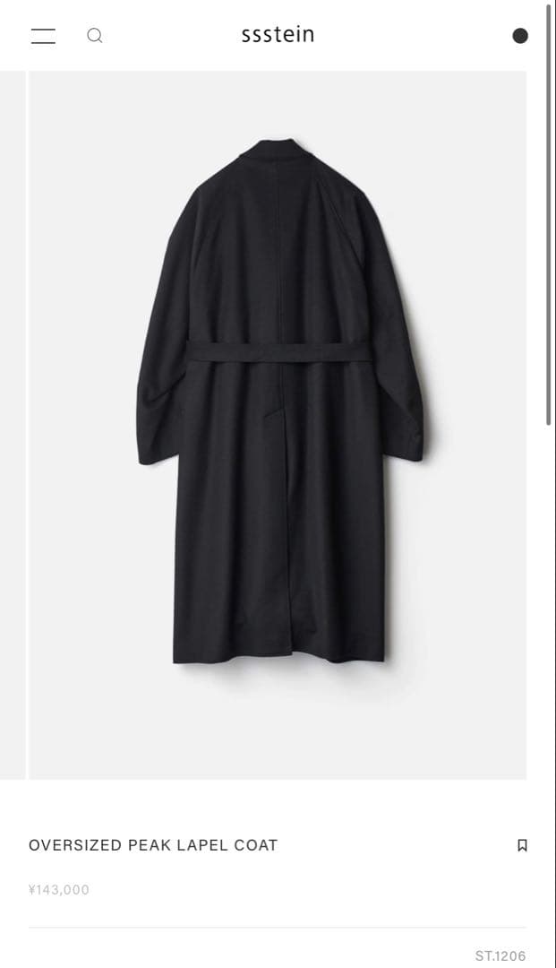 ジャケット・アウター stein OVERSIZED PEAK LAPEL COAT