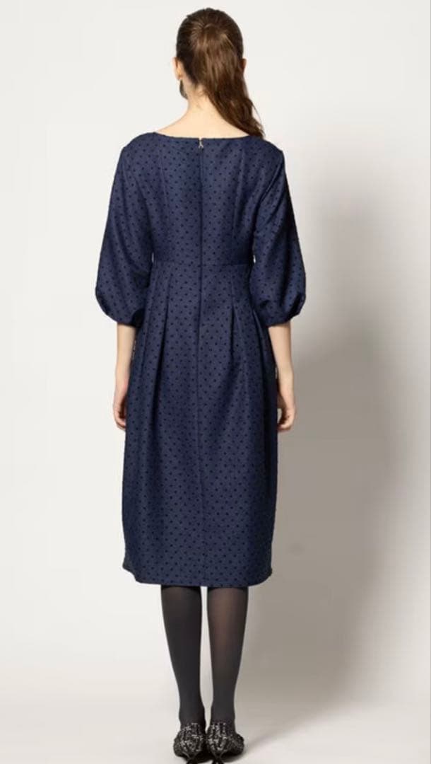 【週末セール】新品TOCCA トッカ　ネイビー ドット柄 バルーンスリーブ