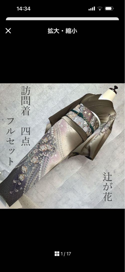 訪問着フルセット　未使用　辻ヶ花　着物　正絹　ブラウン