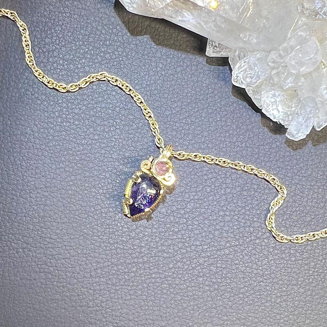 【for Kaya様】アイオライトＰＴ　レインボームーンストーン ピアスチャーム