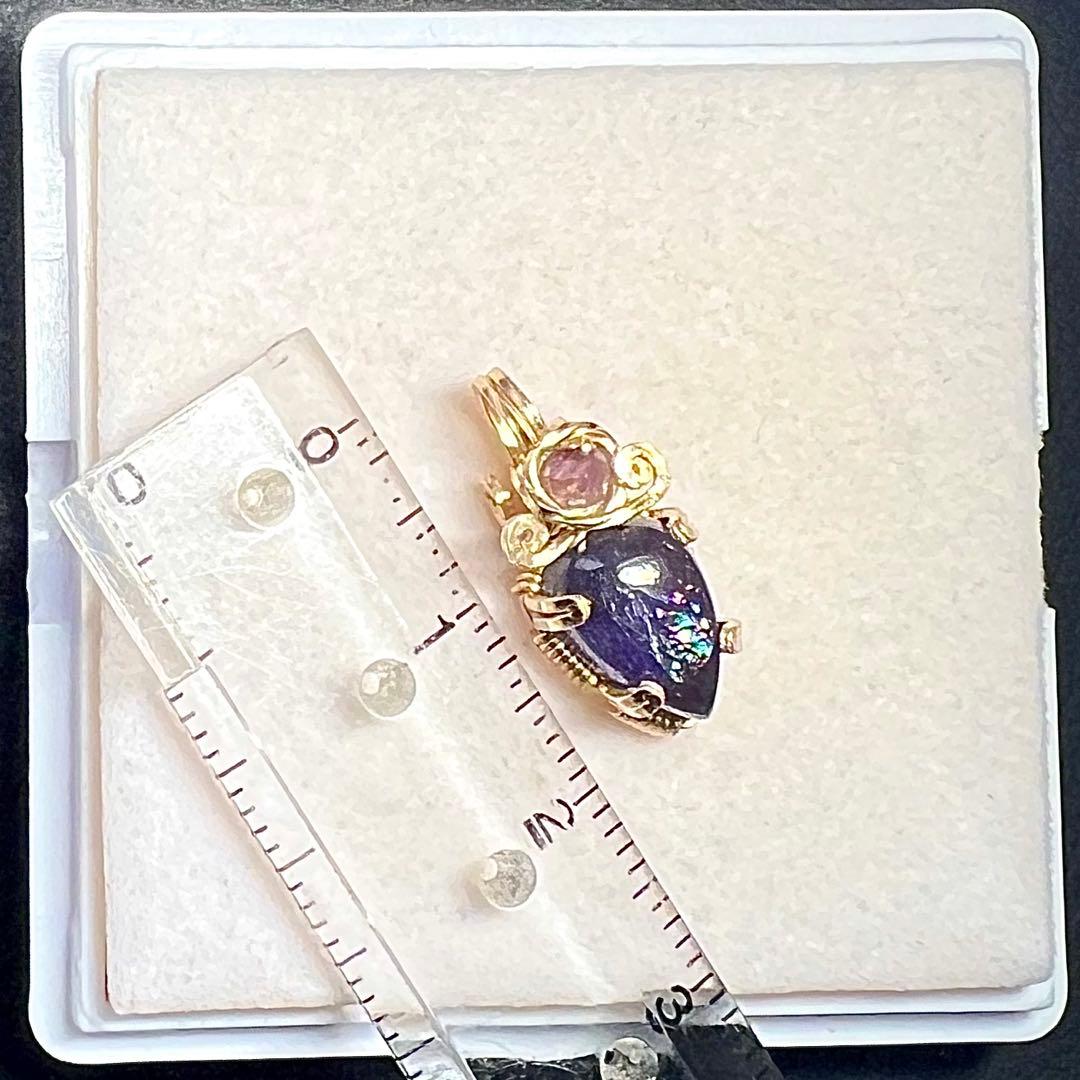 【for Kaya様】アイオライトＰＴ　レインボームーンストーン ピアスチャーム