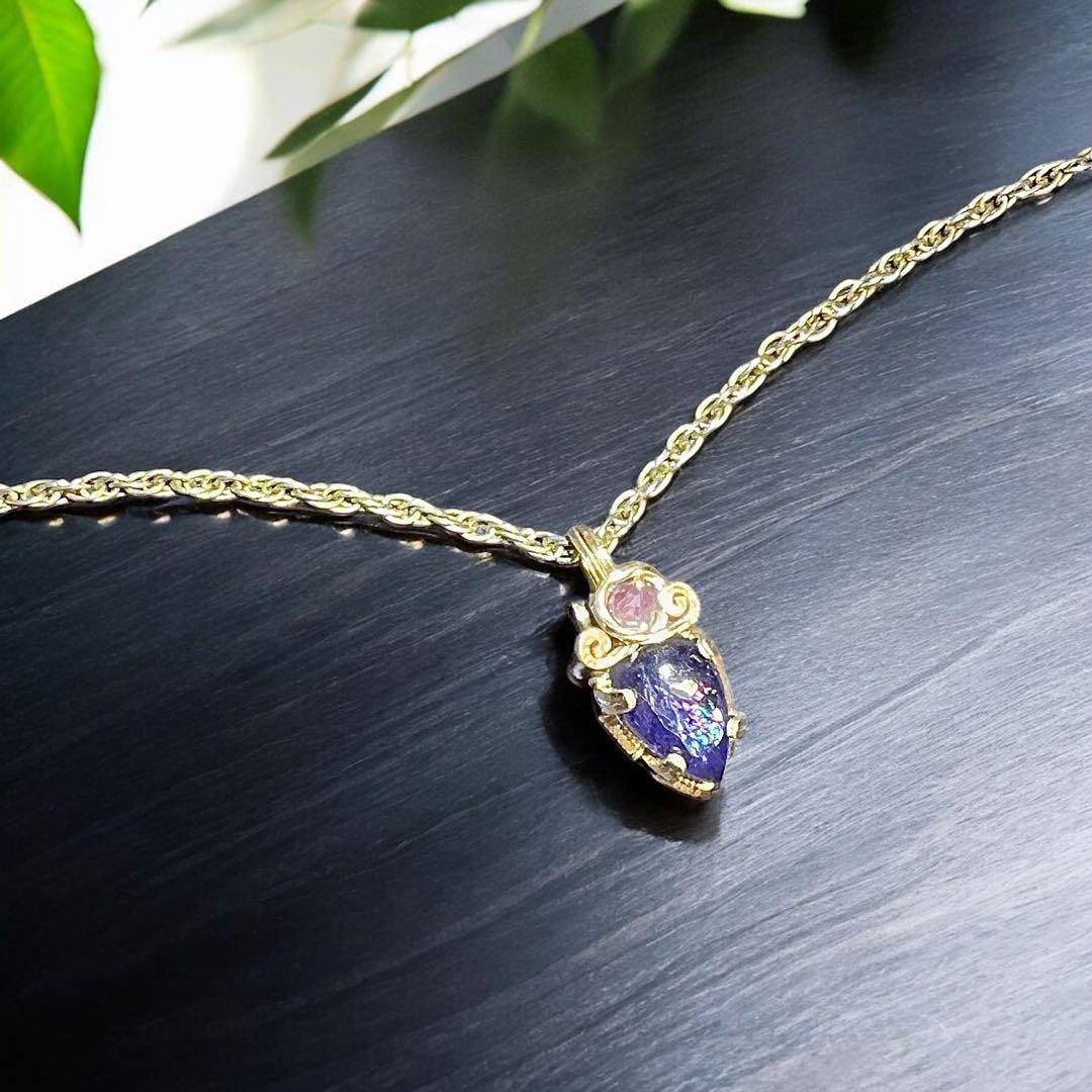 【for Kaya様】アイオライトＰＴ　レインボームーンストーン ピアスチャーム