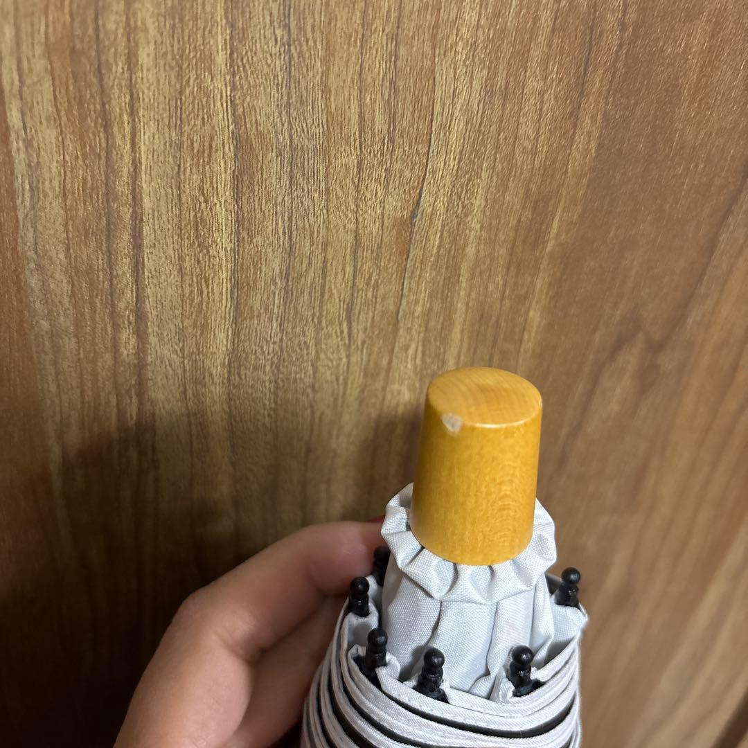 サンバリア100 二段折り 無地(ホワイト, 木ストレート手元)