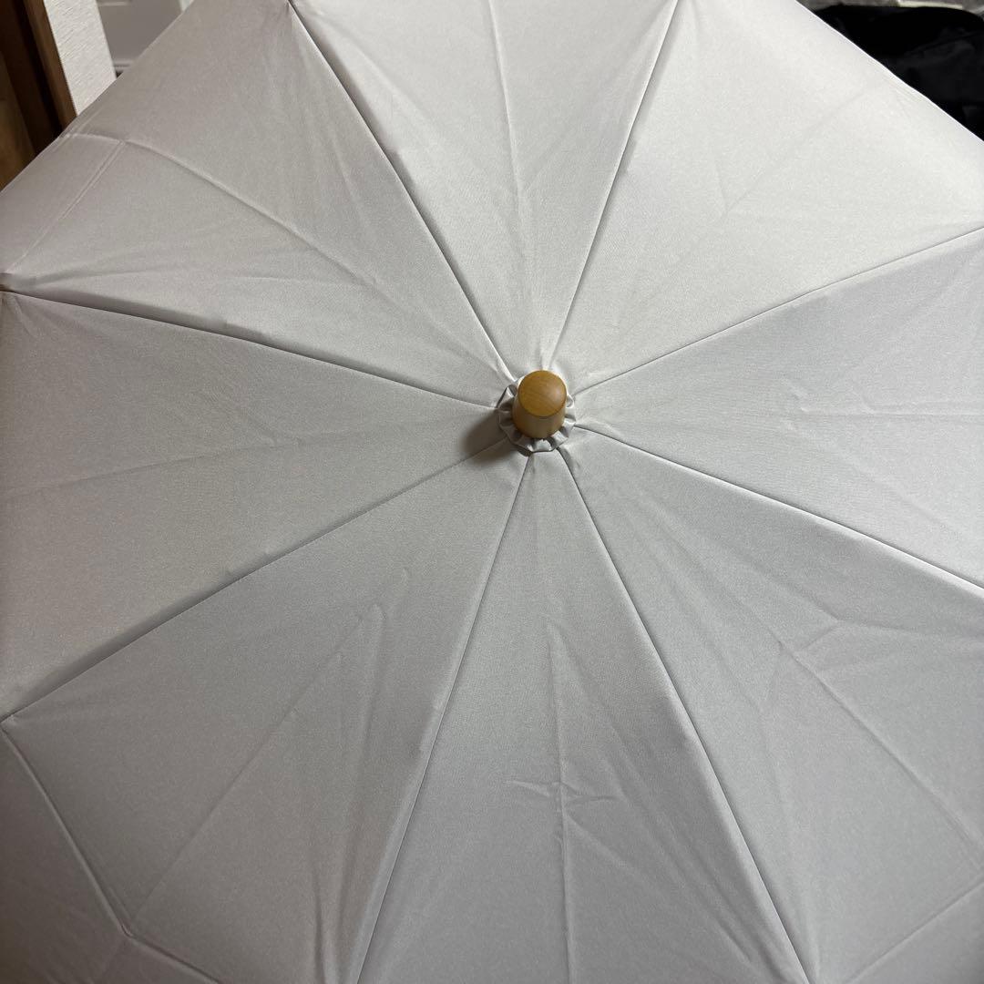 サンバリア100 二段折り 無地(ホワイト, 木ストレート手元)