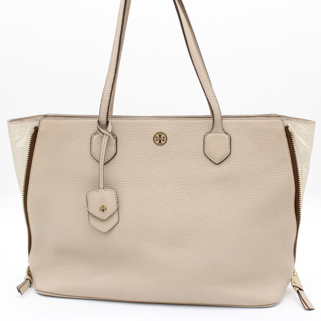 【美品】Tory Burch ハンドバッグ トートバッグ レザー ベージュ