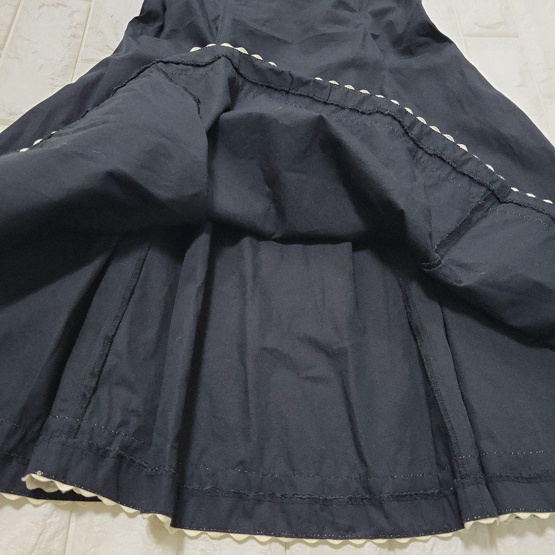 Emily Temple バレリーナ柄 フレアワンピース ブラック 160