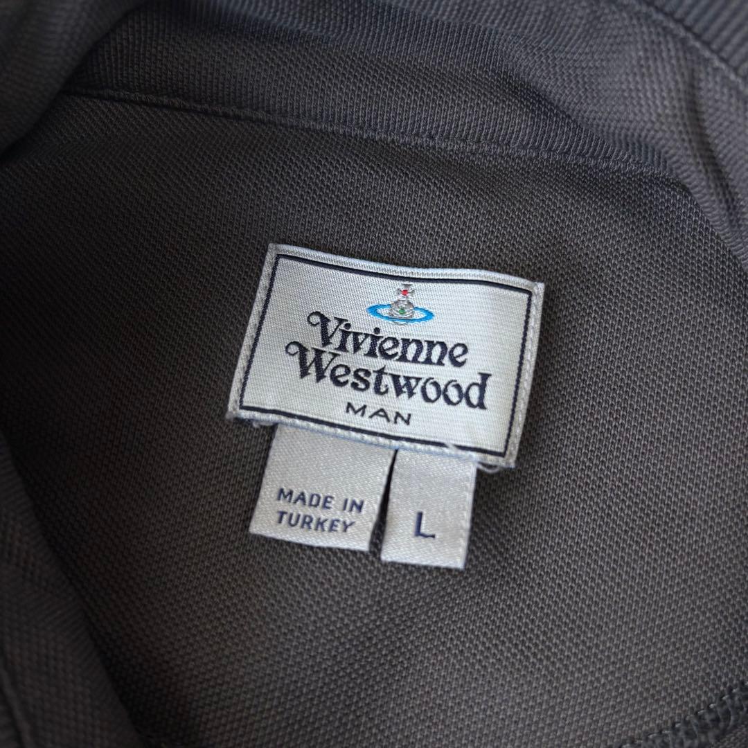 ヴィヴィアン・ウエストウッド　長袖ポロシャツ　Lサイズ　刺繍ロゴ　グレー　古着