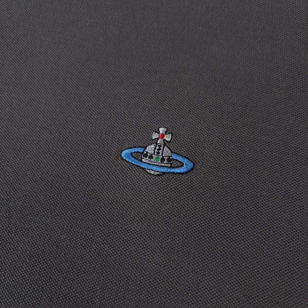 ヴィヴィアン・ウエストウッド　長袖ポロシャツ　Lサイズ　刺繍ロゴ　グレー　古着