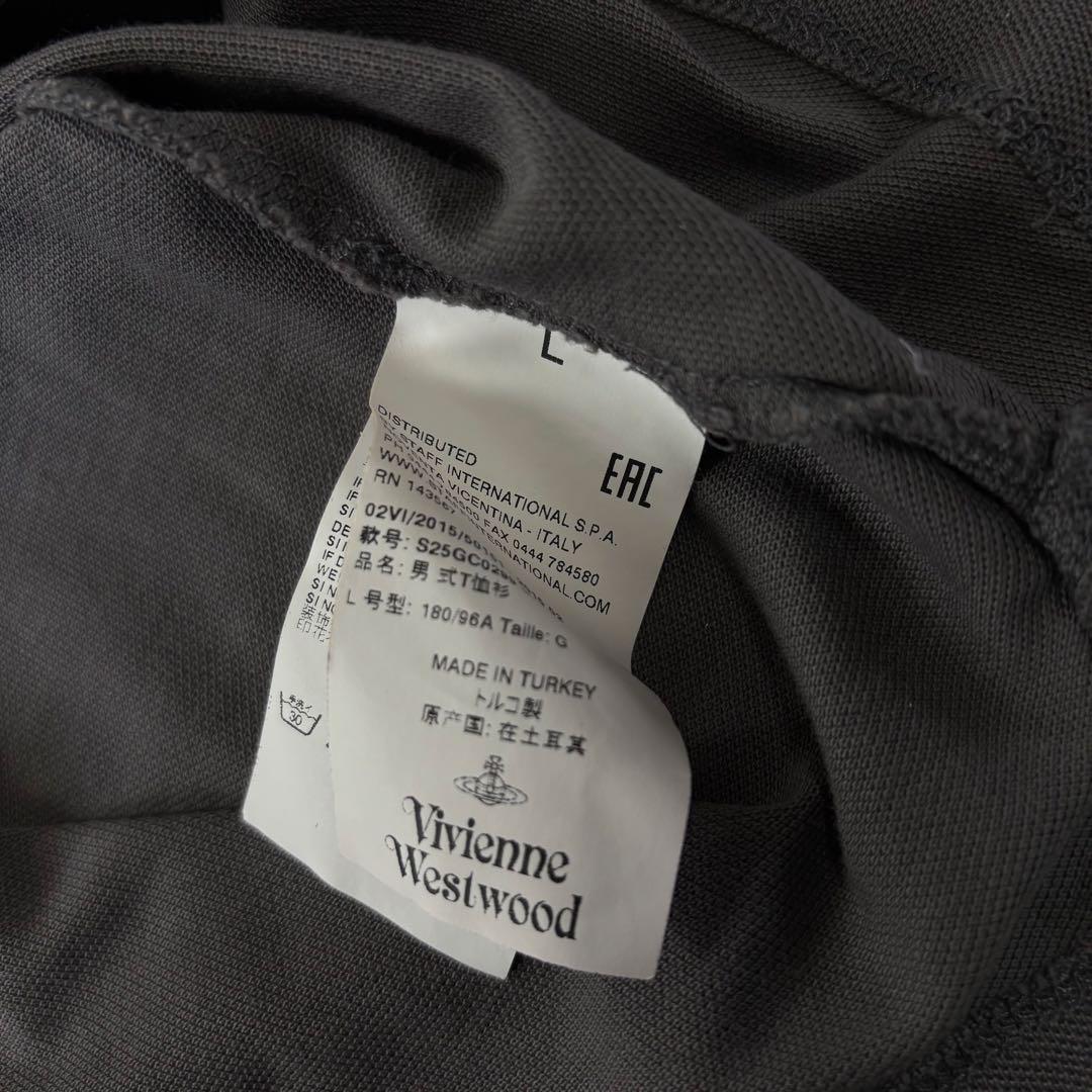 ヴィヴィアン・ウエストウッド　長袖ポロシャツ　Lサイズ　刺繍ロゴ　グレー　古着