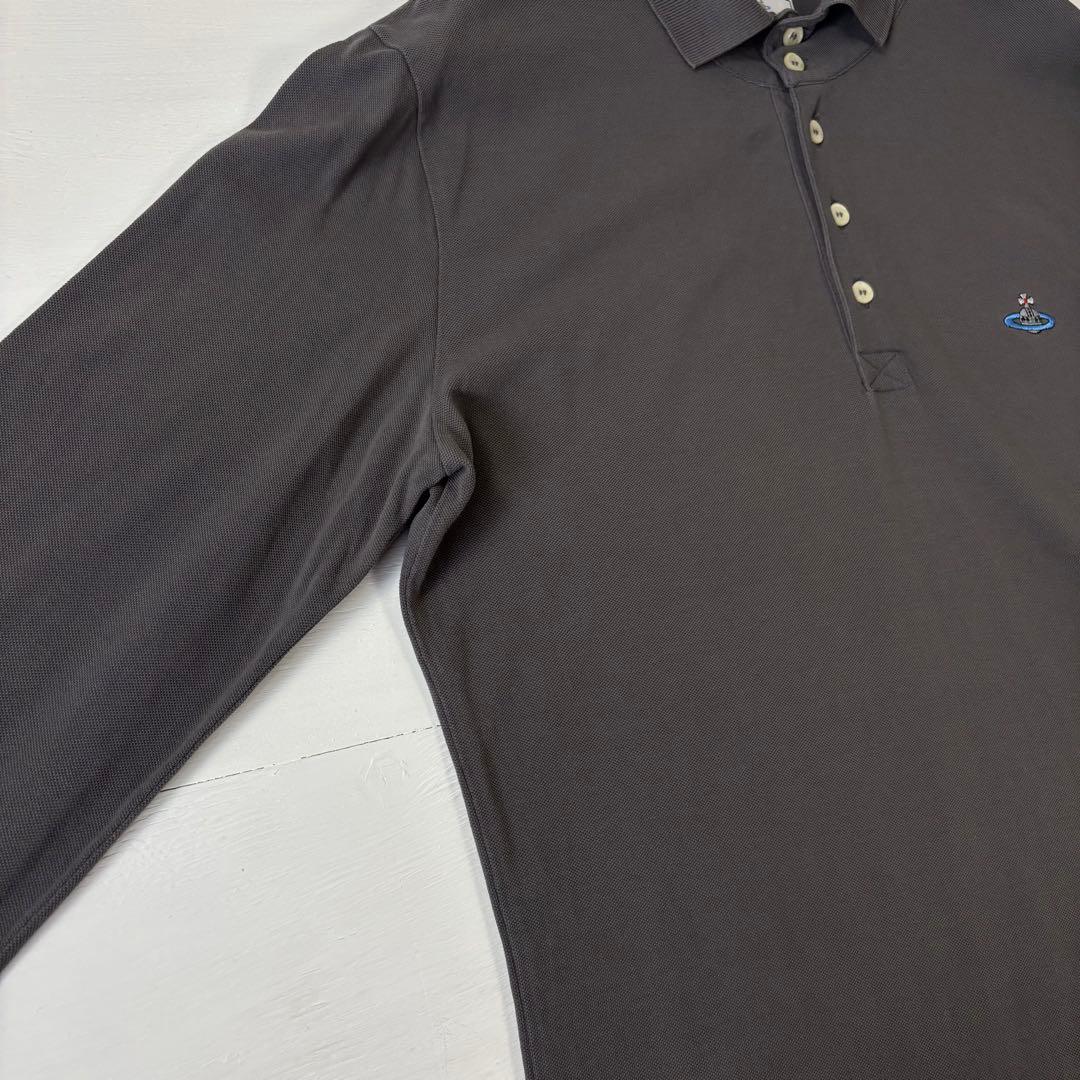 ヴィヴィアン・ウエストウッド　長袖ポロシャツ　Lサイズ　刺繍ロゴ　グレー　古着