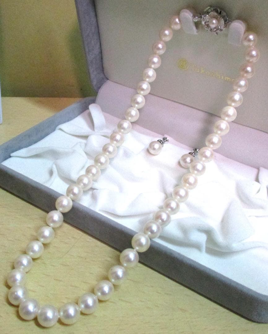 希少 ピンクホワイト あこや真珠 ネックレス 大珠 8.5mm 43cm 極美品