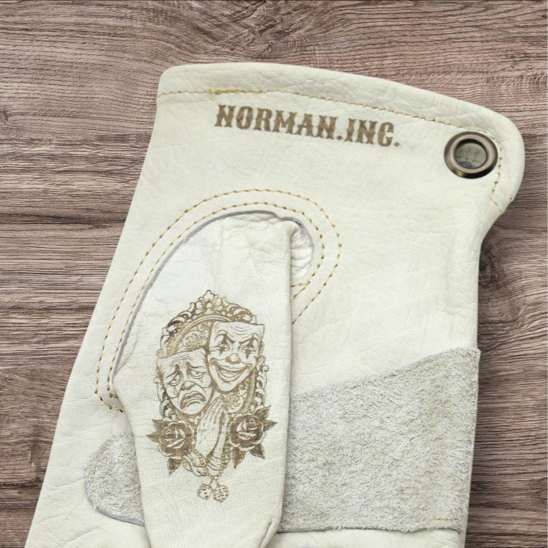 牛革　レザーグローブ　アメリカン　バイク　ハーレー　カスタム　手袋　白　M