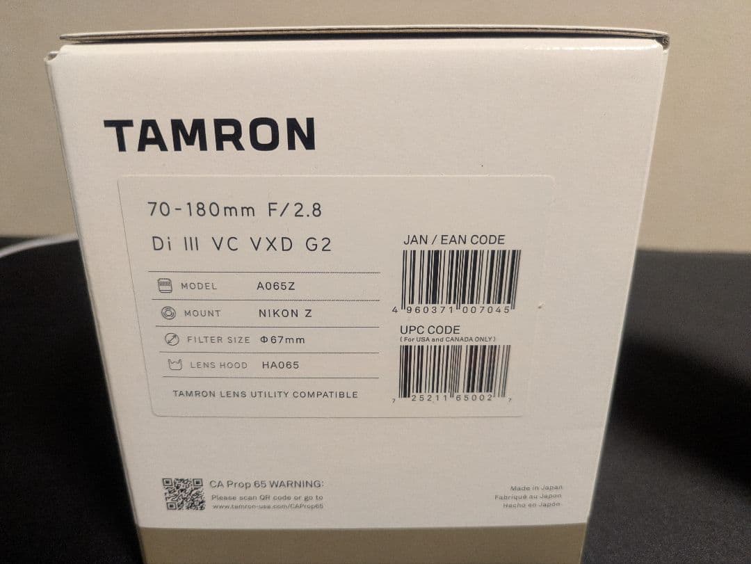 【ほぼ未使用】TAMRON 70-180 mm F2.8 G2 NIKON Z