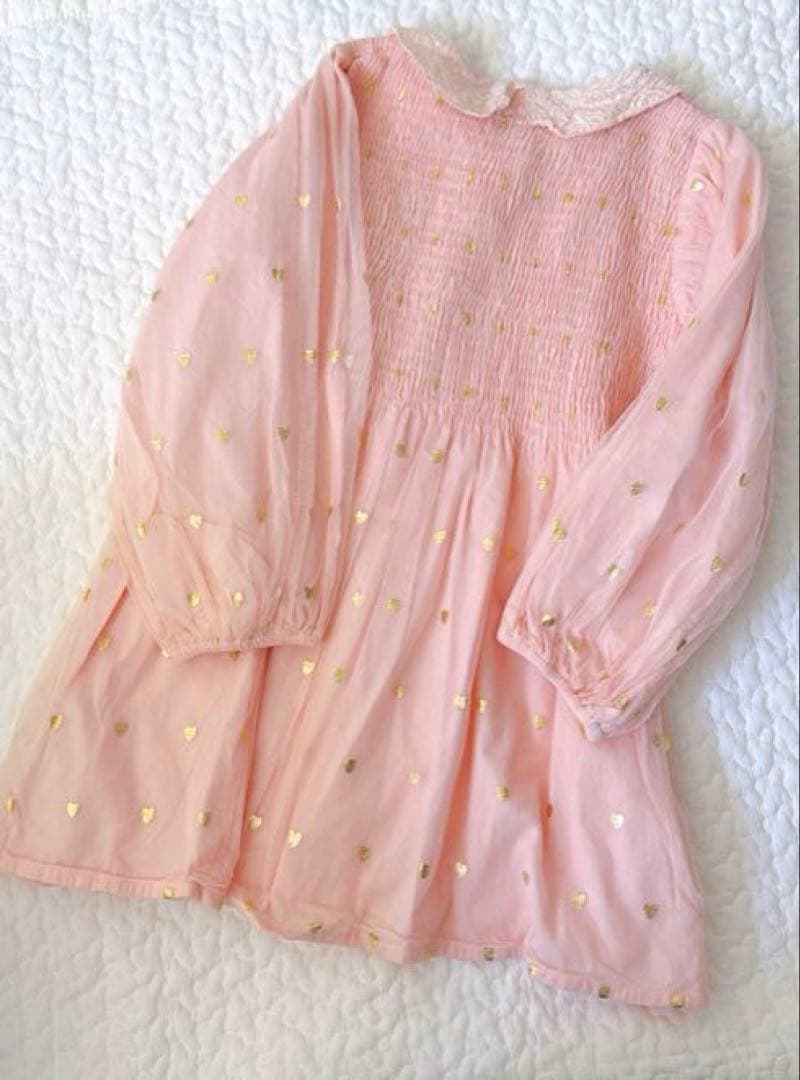 ワンピース bonjourdiary pink heart tulle tunic 8y