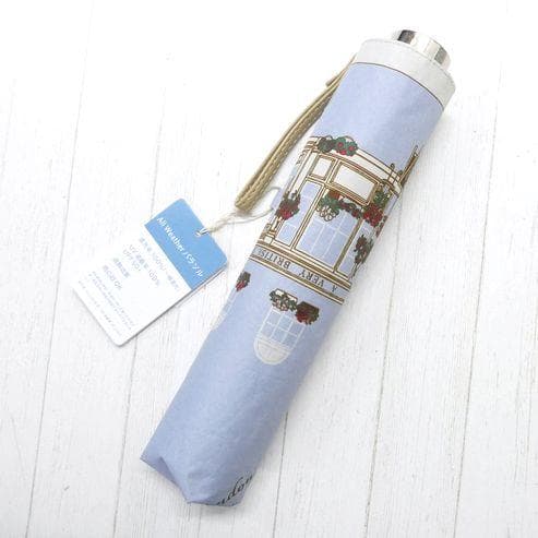 DAKS ダックス 晴雨兼用傘 折りたたみ傘 日傘 カラフル街並み サックス