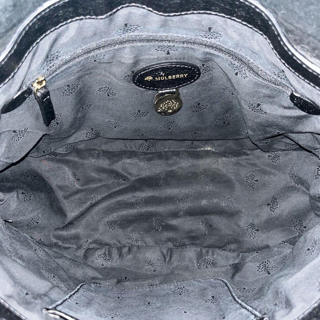 マルベリー　ショルダーバッグ　ターンロック　カーフスキン　金具　ブラック　レザー