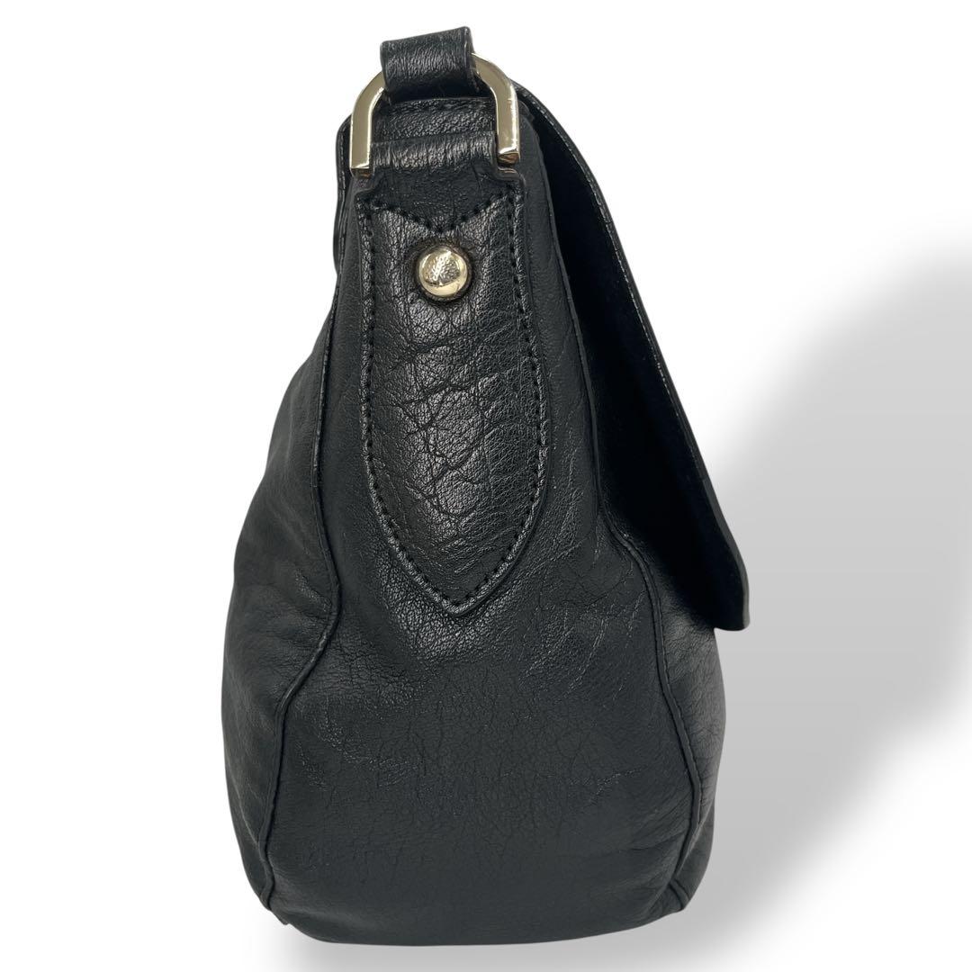 マルベリー　ショルダーバッグ　ターンロック　カーフスキン　金具　ブラック　レザー