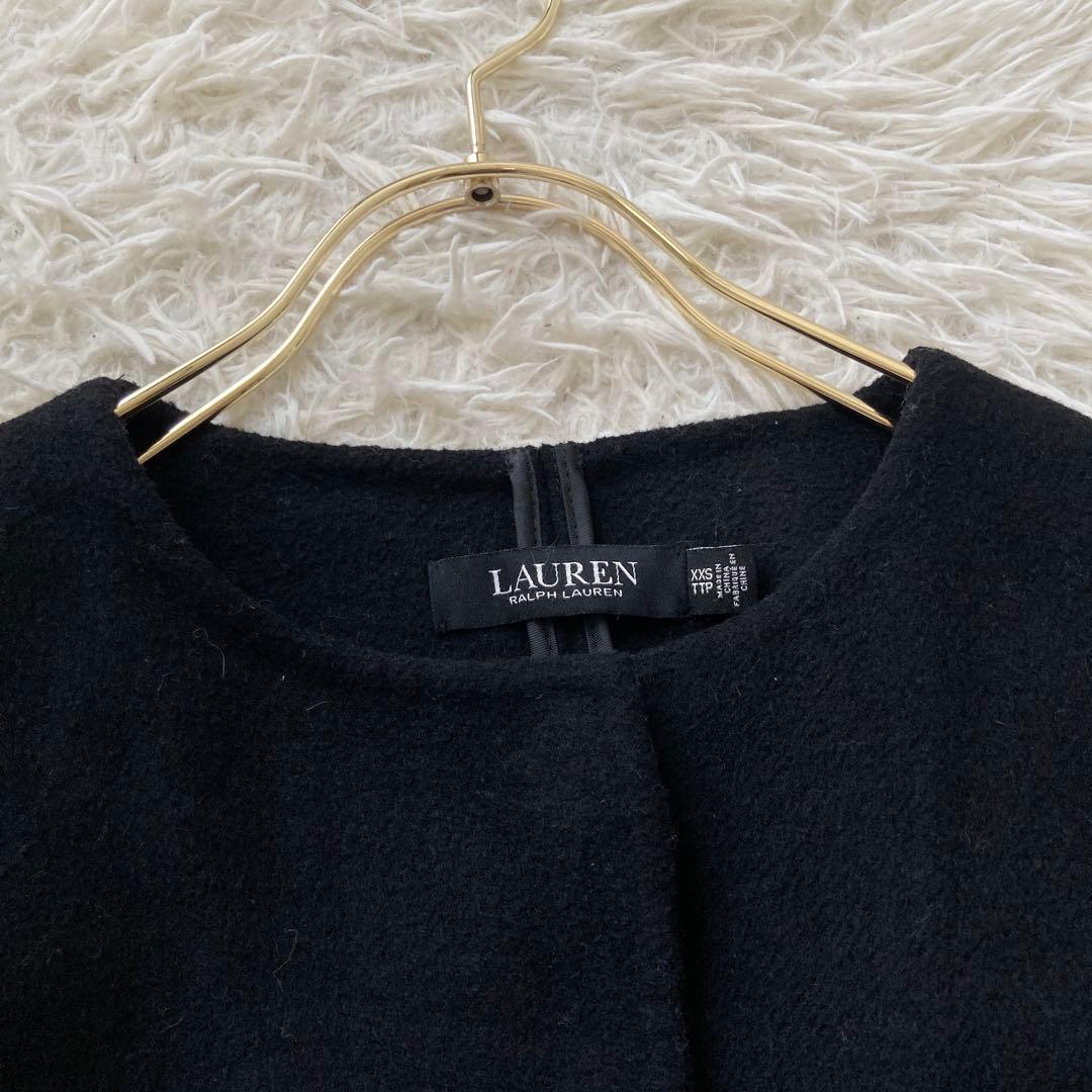 LAUREN RALPH LAUREN ノーカラーコート ブラック XXS