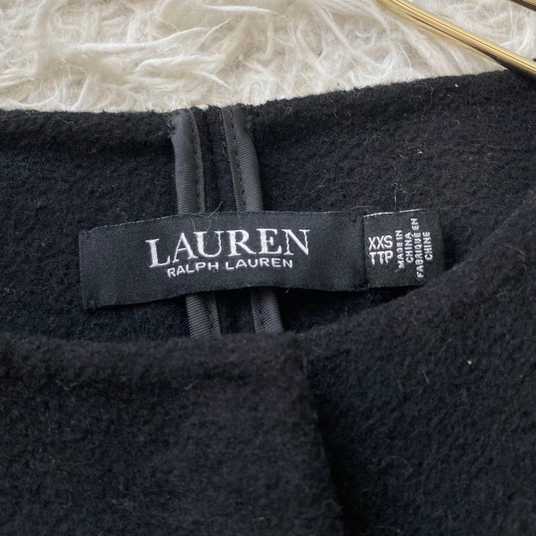 LAUREN RALPH LAUREN ノーカラーコート ブラック XXS