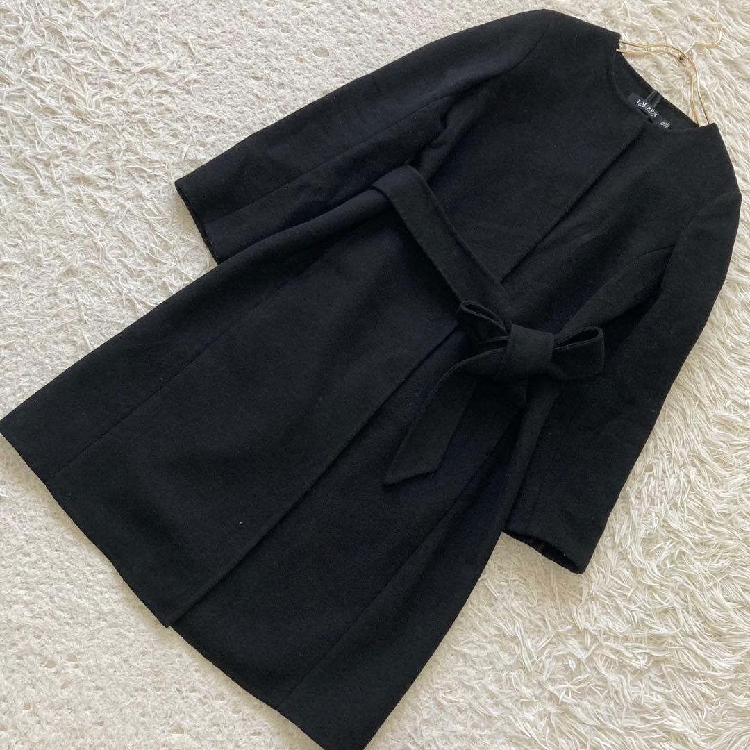 LAUREN RALPH LAUREN ノーカラーコート ブラック XXS