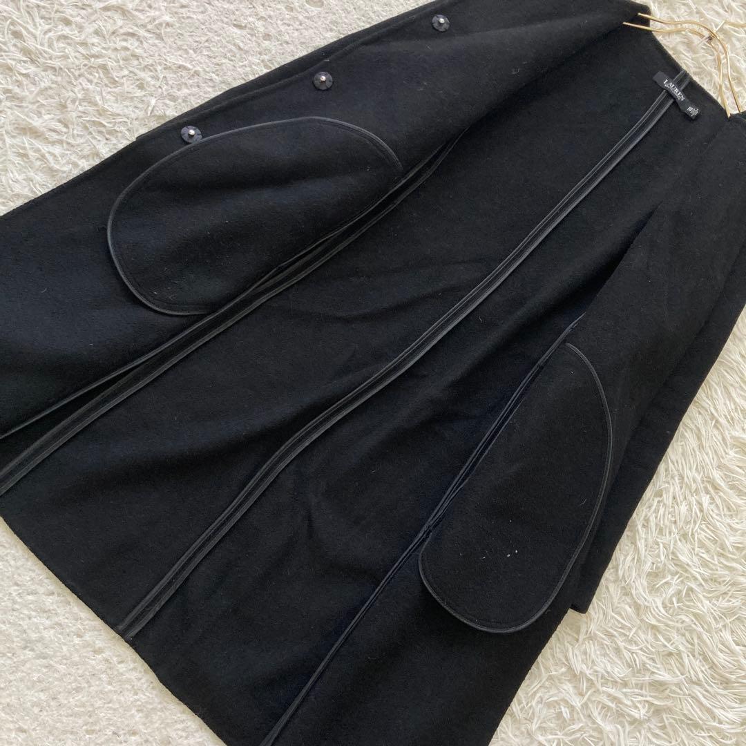 LAUREN RALPH LAUREN ノーカラーコート ブラック XXS