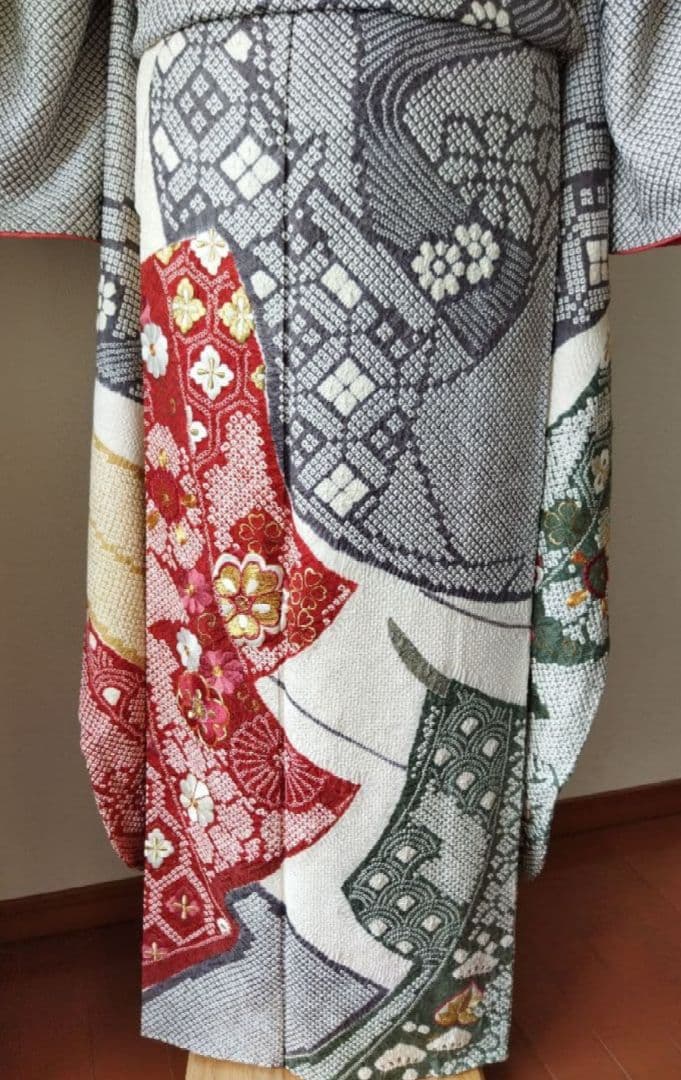 ステラ様　406.総絞りに刺繍　振袖7点セット 正絹　フルセット　成人式