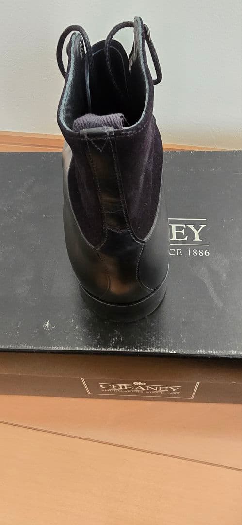 CHEANEY レザーxスエード　コンビ　ブーツ 黒　サイズ7　25.5相当