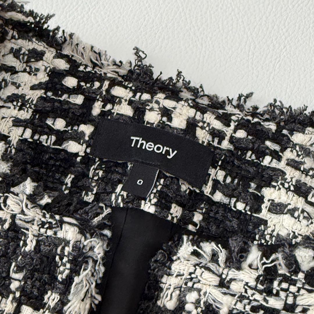 23AW✨ 美品 セオリー ツイードジャケット ノーカラー 現行 近年 日本製