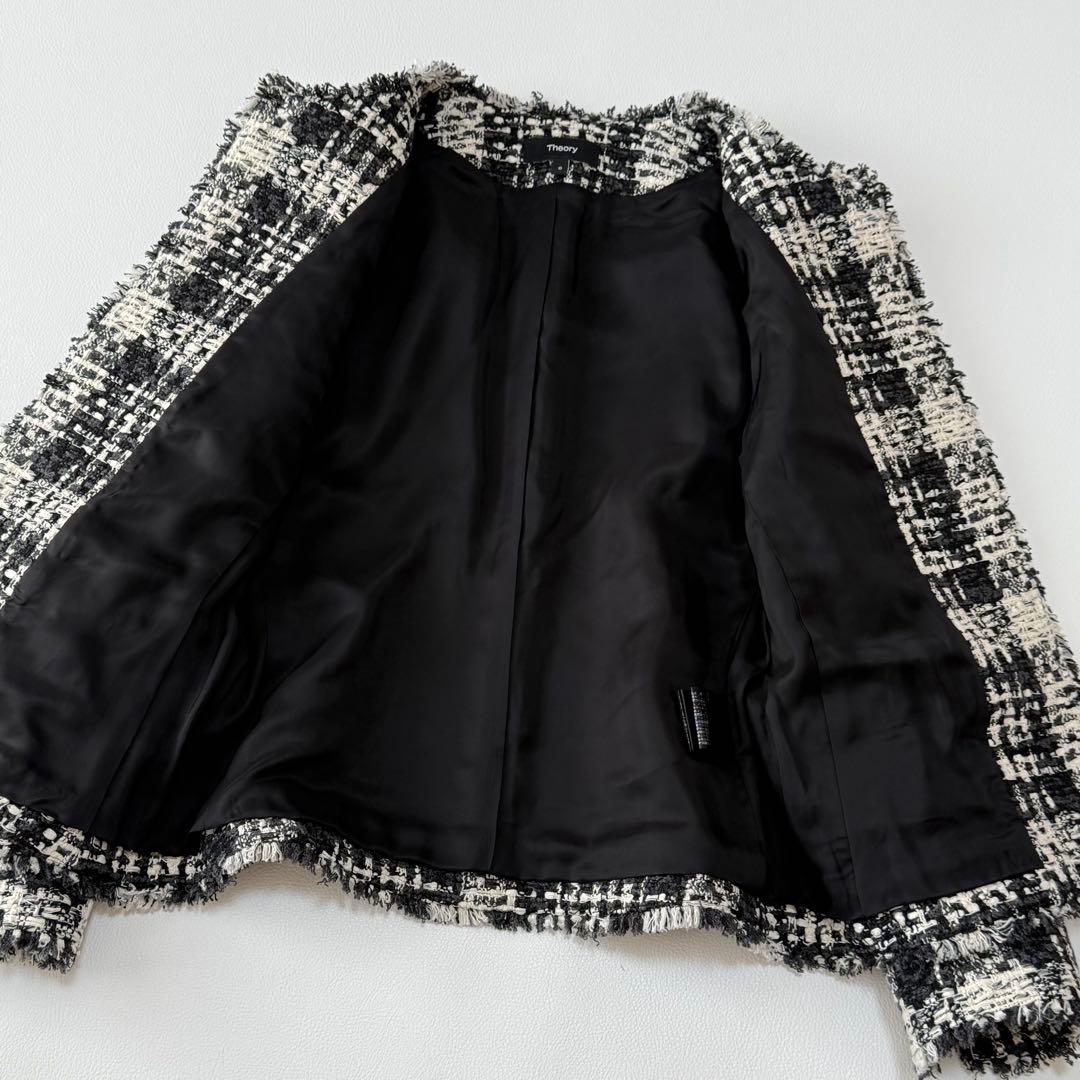 23AW✨ 美品 セオリー ツイードジャケット ノーカラー 現行 近年 日本製