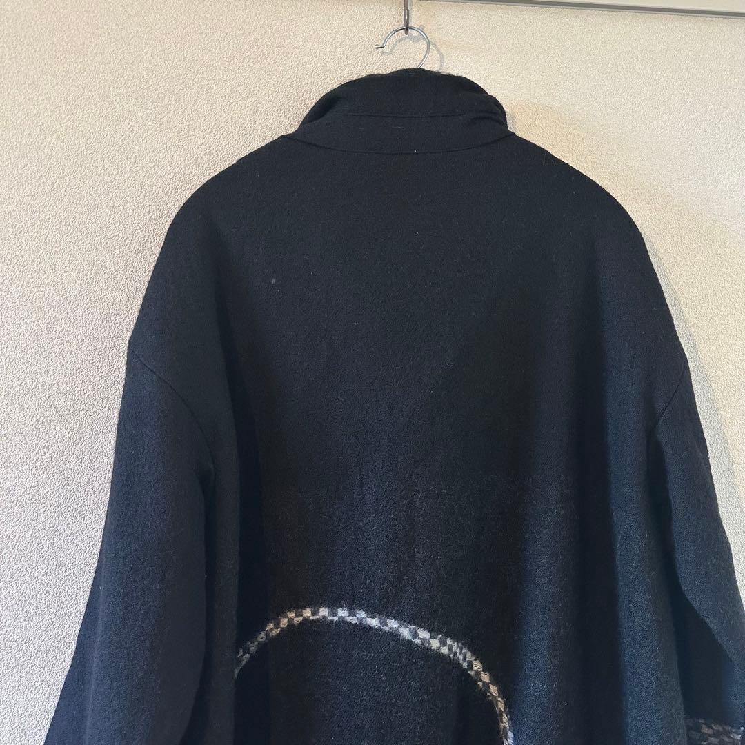 慈雨 センソユニコ ドット 柄 アシンメトリー 変形 ウール コート 40