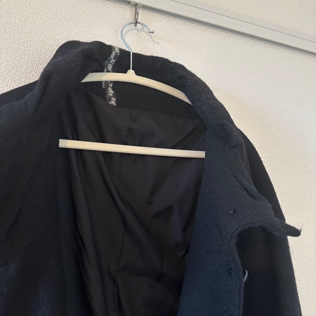 慈雨 センソユニコ ドット 柄 アシンメトリー 変形 ウール コート 40