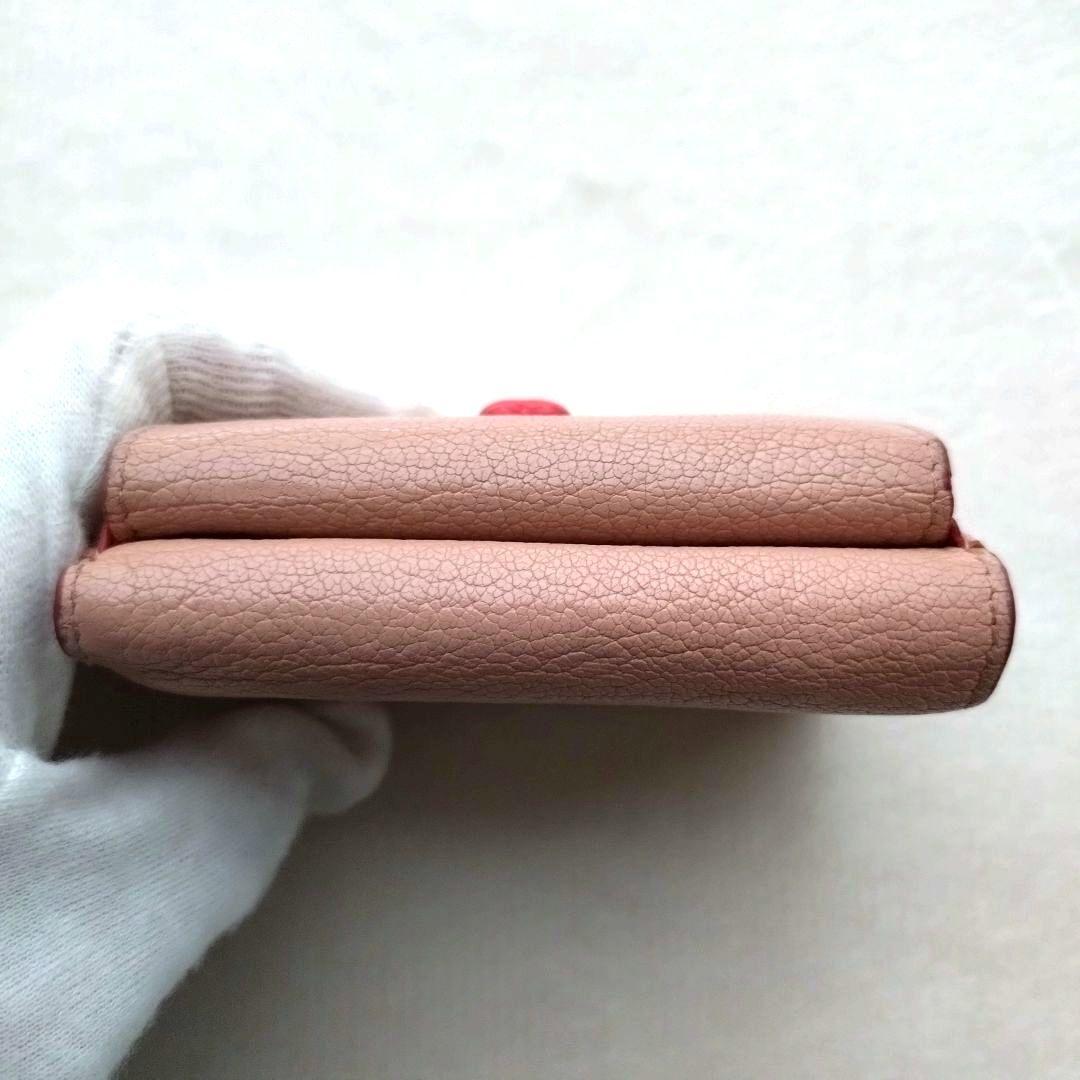 MIUMIU 折り財布 ラブレター ゴールドロゴ ハート ピンクベージュ