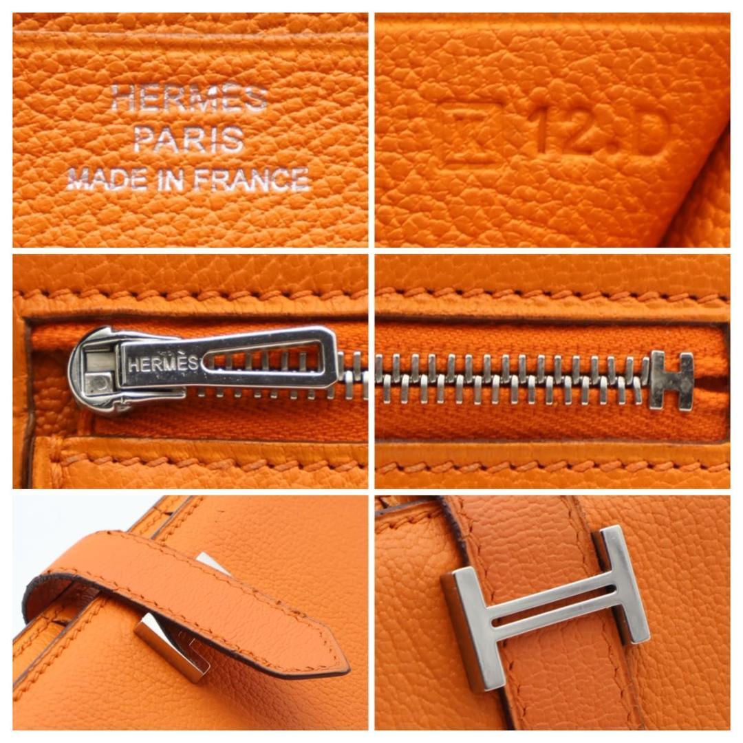 【極美品】HERMES ベアンクラシック シェーブル オレンジ 長財布